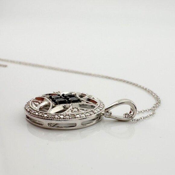 Elegant 1/2 Ct Black and White Diamond Sheath Necklace in Sterling Silver - Picture 10 of 11